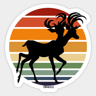 Mutated Deer Retro Sunset Sticker